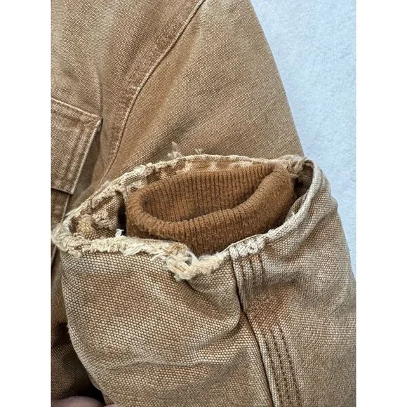 Carhartt Sandstone Duck Arctic Traditional Coat Tan Canvas Work C26 211 Men's L - Picture 8 of 13